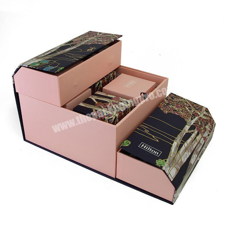 Slide Out Drawer Ribbon Handle Jewelry Sunglasses Paper Cardboard Gift Box with Compartments