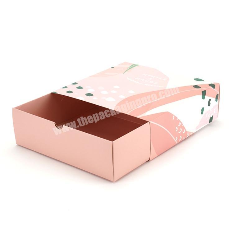 Slide out open drawerbox style gift packaging logo eco pink large sliding square eyelash packaging box with drawer