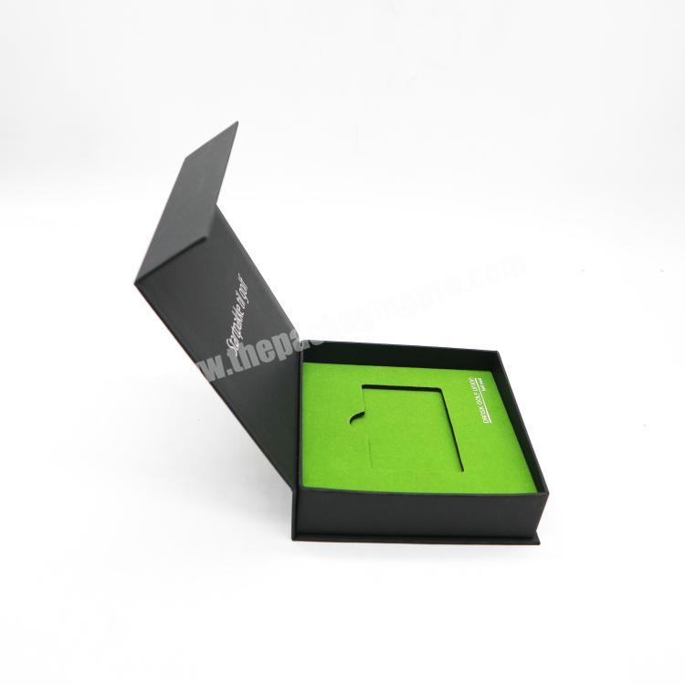 Soy Ink Printing Magnetic Black Cardboard Box Custom Logo With Insert EVA Foam Gift Boxes