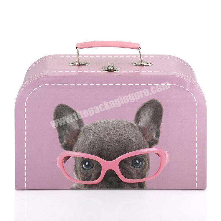 Unique Custom Printed Luxury Children Small Mini Pink Gift Decorative Cardboard Suitcase Box