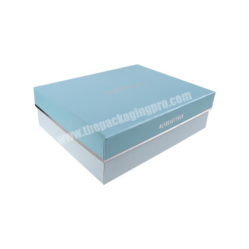 Unique Logo Design Hot Silver Lid And Base Gift Box With Ribbon Insert