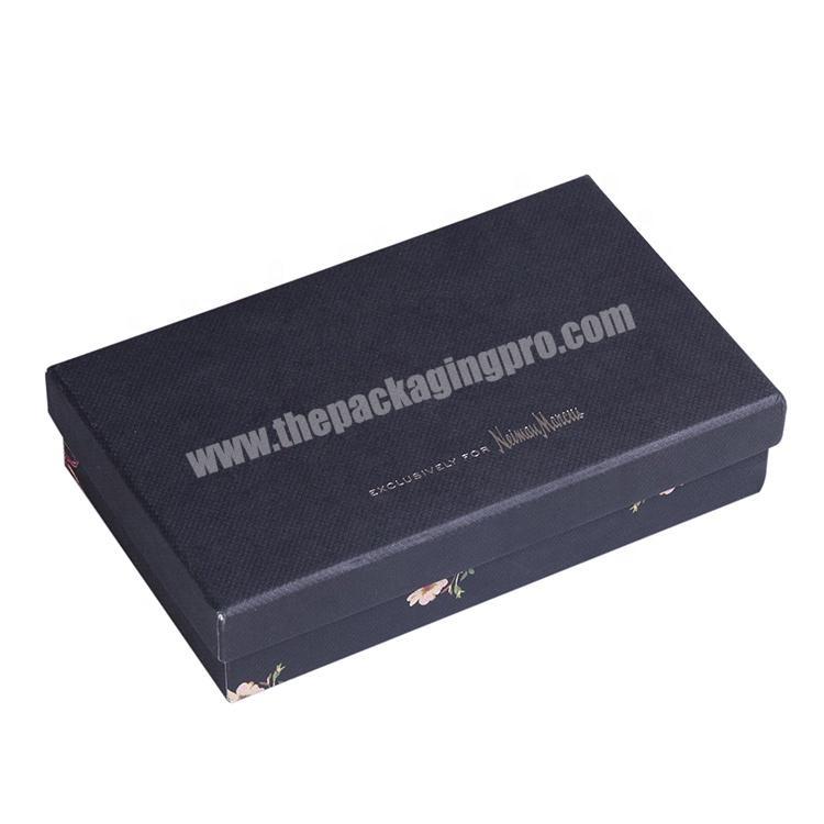 Wallet Black Paperboard Packaging Box Pouch Paper Lid And Based Box Luxury Purse Rigid Box