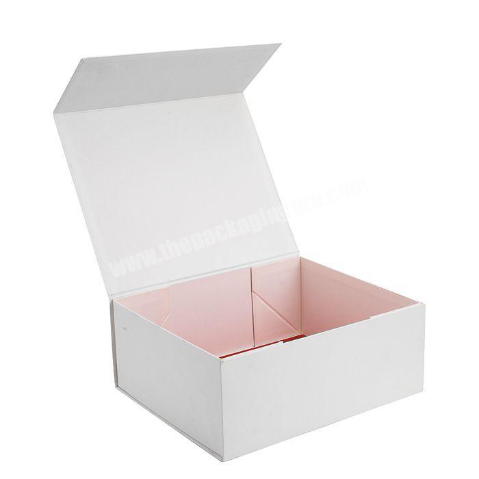 White Rigid Cardboard Packaging Magnetic Closure High End Collapsable Flat packed Magnetic hair Extension wigs Gift box