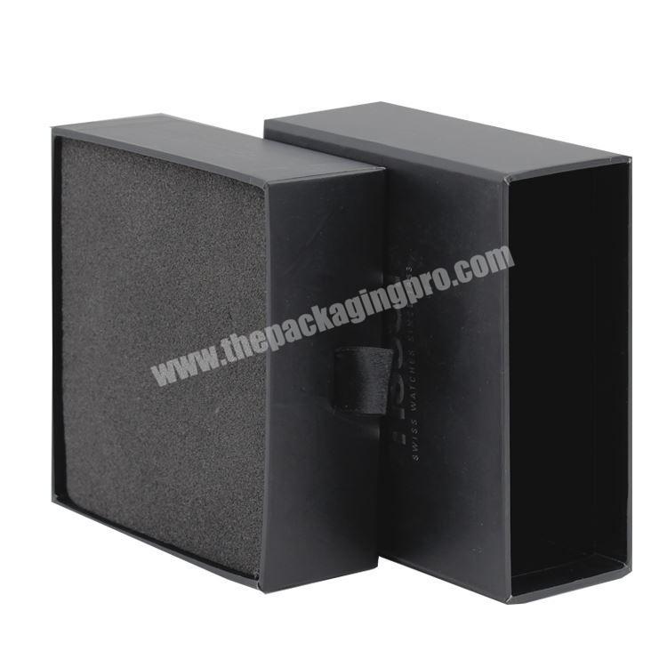 Wholesale Black Rigid Neck Velvet Foam Insert Gift Packaging Custom Logo Paper Cufflink Box