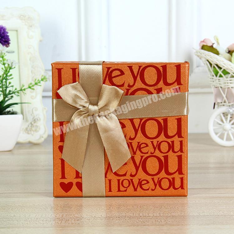 Wholesale Chocolate Printing Custom Design Boxes Gift Packaging Box with Bow Ribbon