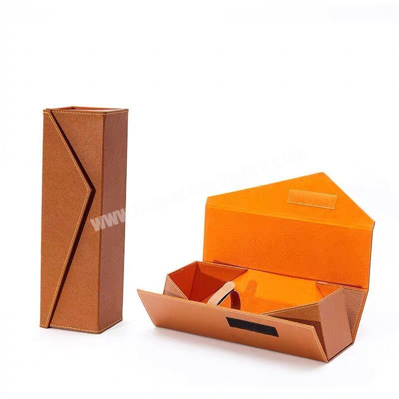 Wholesale Custom Luxury Cardboard Paper Magnetic Single Red Wine Bottle Foldable Gift Packaging Fold Box