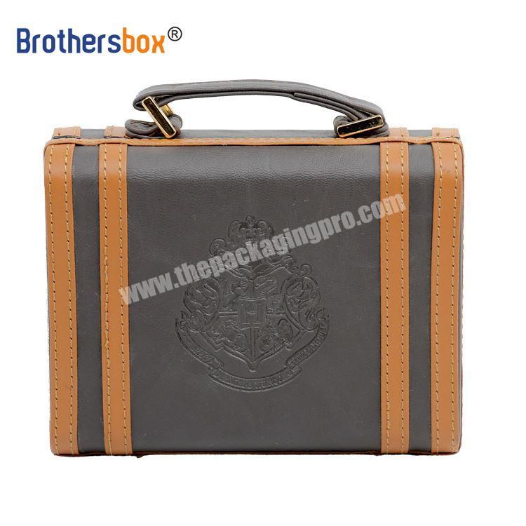 Wholesale Custom Luxury Premium Small Leather Storage Packaging Suitcase Gift Magnetic Box With Handle