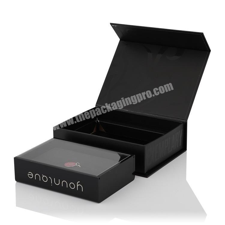 Wholesale Custom logo design handmade luxury brand black paper cardboard Magnetic Gift Box