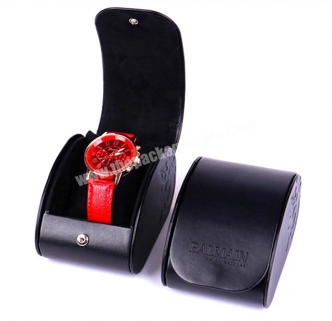 Wholesale PU Black Smart Watch Box Packaging Leather Portable Travel Wrist Watch Storage Box