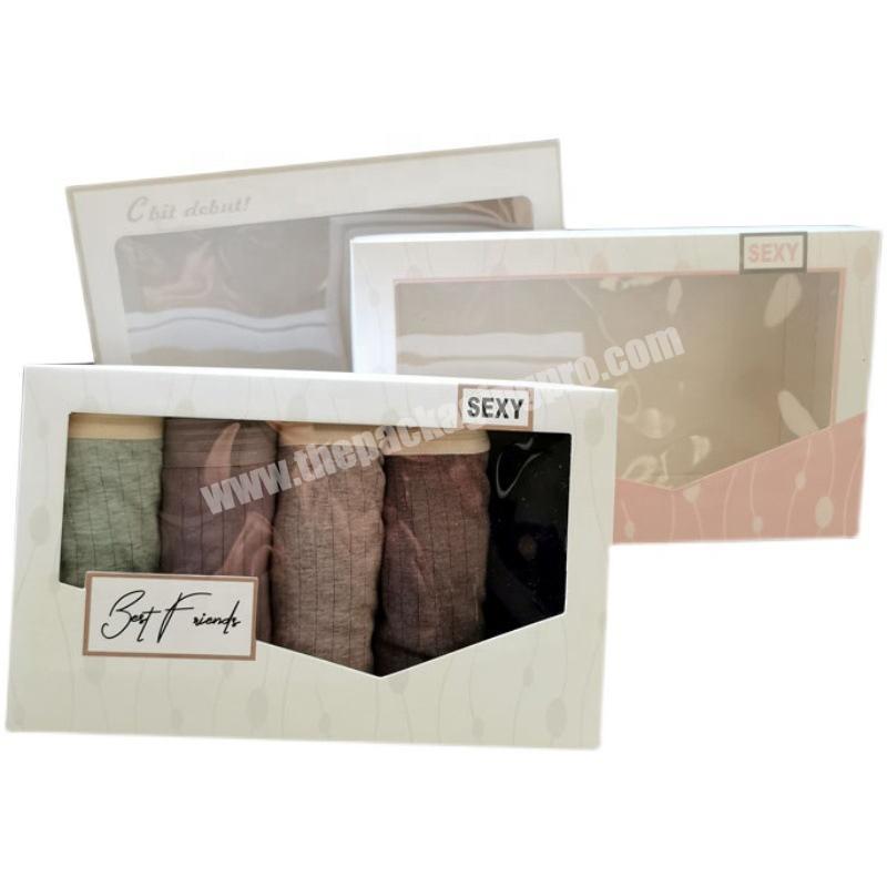 Wholesale Underwear Towel Socks Packaging Paper Boxes Two Piece Bottom and Lid Paper Cardboard Box With Clear Transparent Window