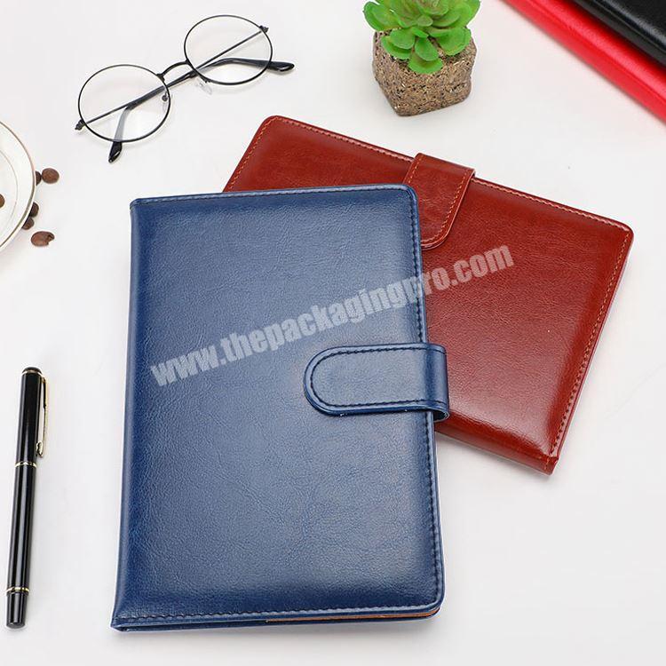 Wholesale cheap customizable black magnetic bulk agenda notebook leather binder notebook