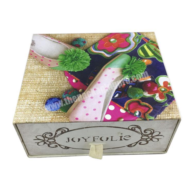 Wholesale color package label drawer shoe boxes custom paper packaging box with logo printing