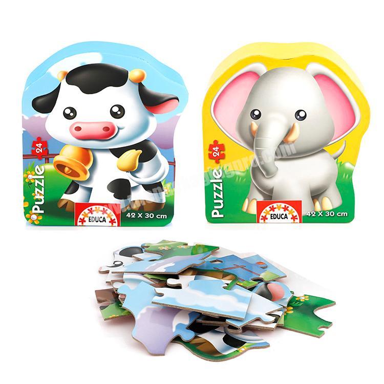 Wholesale custom non-toxic cartoon animals printing paper jigsaw big puzzle for babies and kids