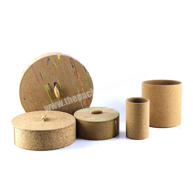 Wholesale custom printed logo corrugated paperboard box round lid and base jewelry cosmetic cork cube gift box