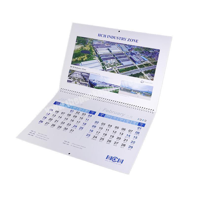 Wholesale high quality recycled paperboard made monthly date saddle stitch wall calendar
