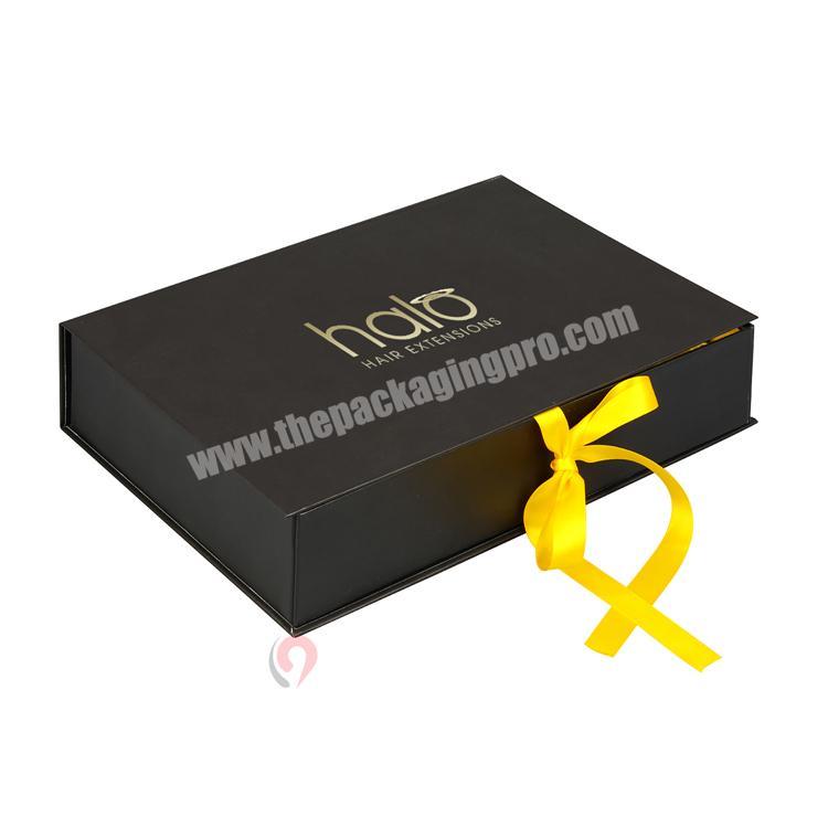 black printed hair package satin lined gift box