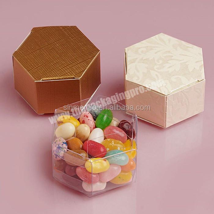 cookie chocolate candy hexagon paper packaging clear plastic hexagon box
