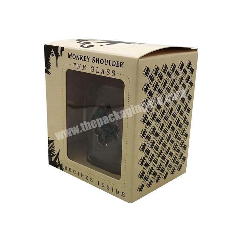 corrugated gift paper glass tea cup holder craft packaging  display carton Custom  box with PVC window