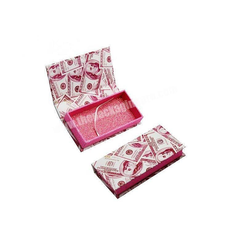 custom empty container packaging pink money eyelash box