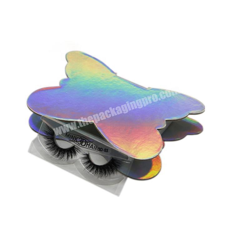 custom holographic eyelash packaging box butterfly