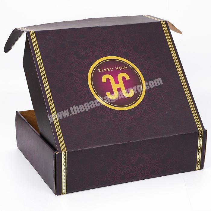 custom logo debossed mailing box foil stamped clothing mailer package matte black corrugated shipping box