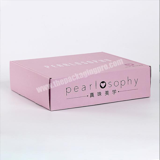 custom logo pink color cosmetic corrugated packaging mailer box shipping box paper underwear box