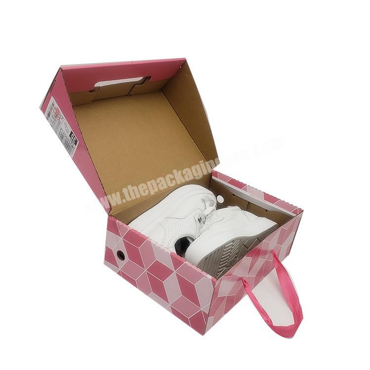 custom logo pink empty cardboard shoe box