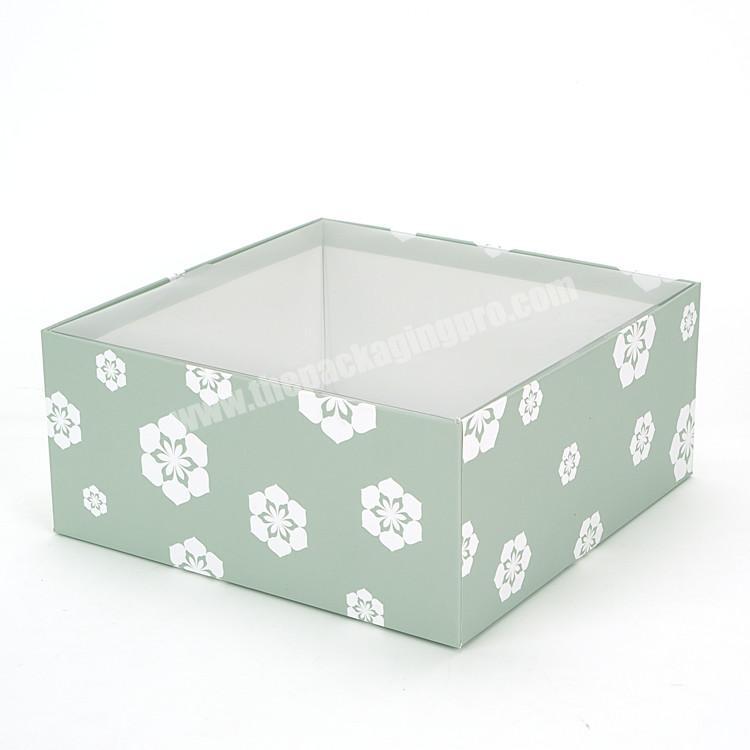 custom logo premium two piece gift box luxury candle lid and bottom box containers square tray gift box with clear lid