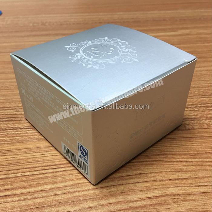 custom printing small beauty cream jar cardboard box silver art paper cosmetics packaging box