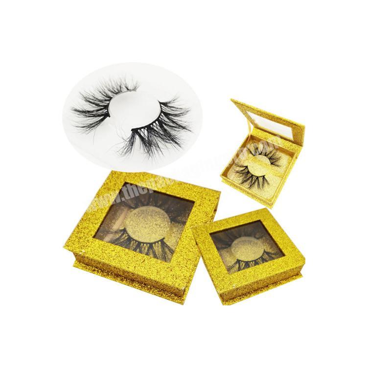 custom square yellow eyelash packaging box