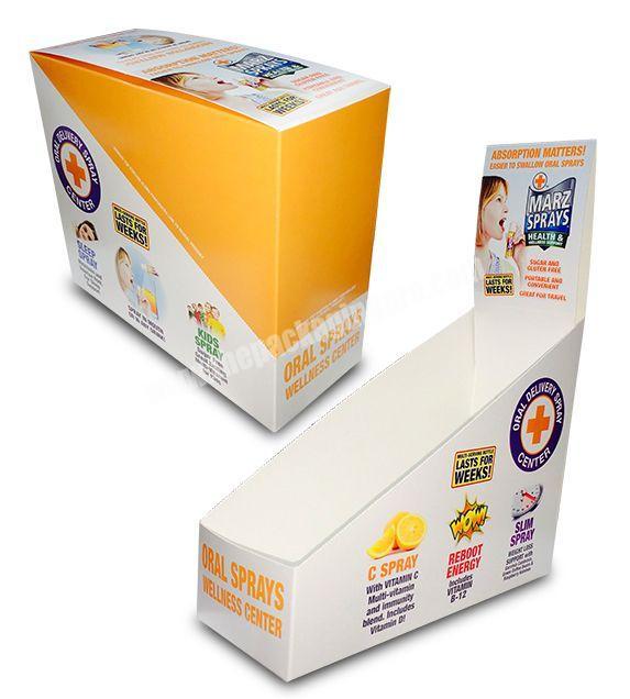 easy fold cardboard custom round square rectangular packaging boxes SBS art paper colored counter display box