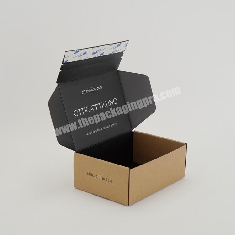 eco friendly black kraft shipping packaging self sealing brown cardboard postage box adhesive strip kraft mailing box