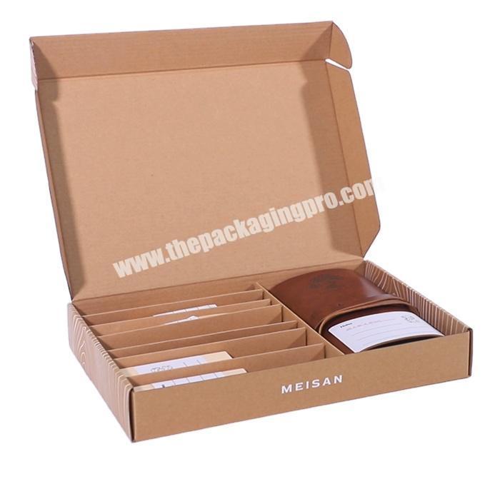 Custom rigid natural recycled kraft brown white printing shipping mailer box with divider insert