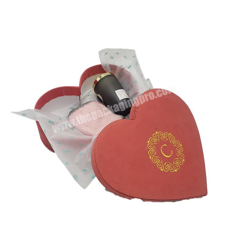large luxury gift velvet flower love heart shape box