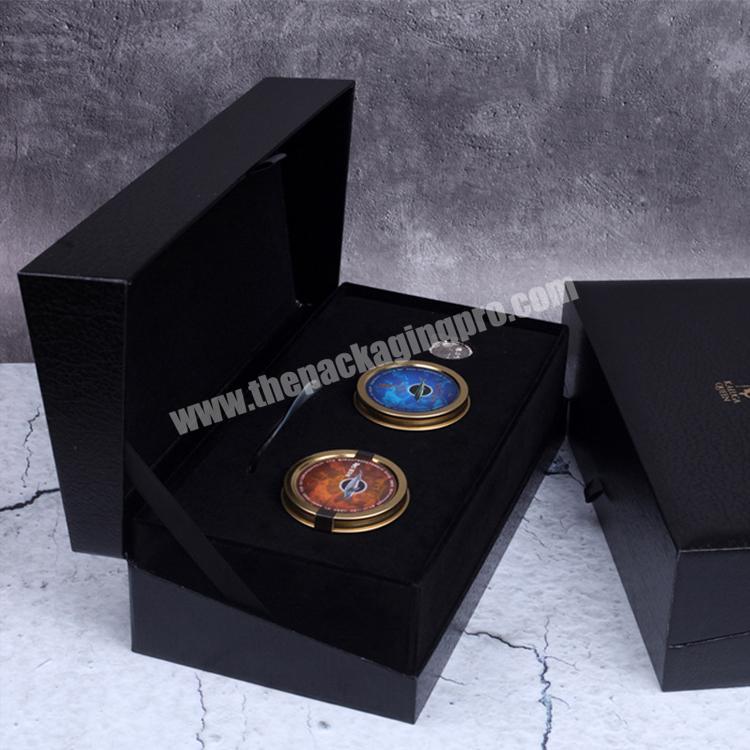 luxury gift caviar packaging black magnet food paper box