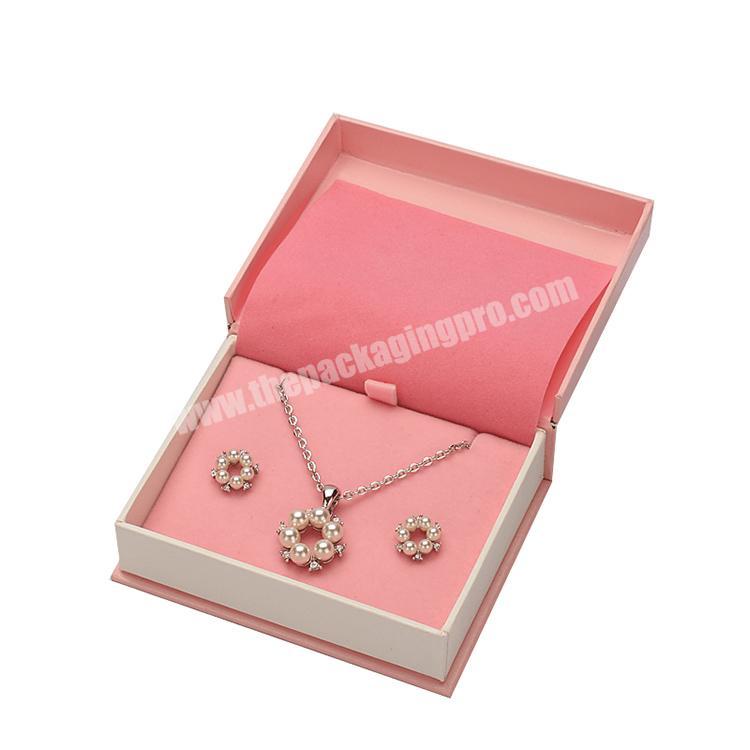 pink paper packaging custom logo printed jewelry boxes