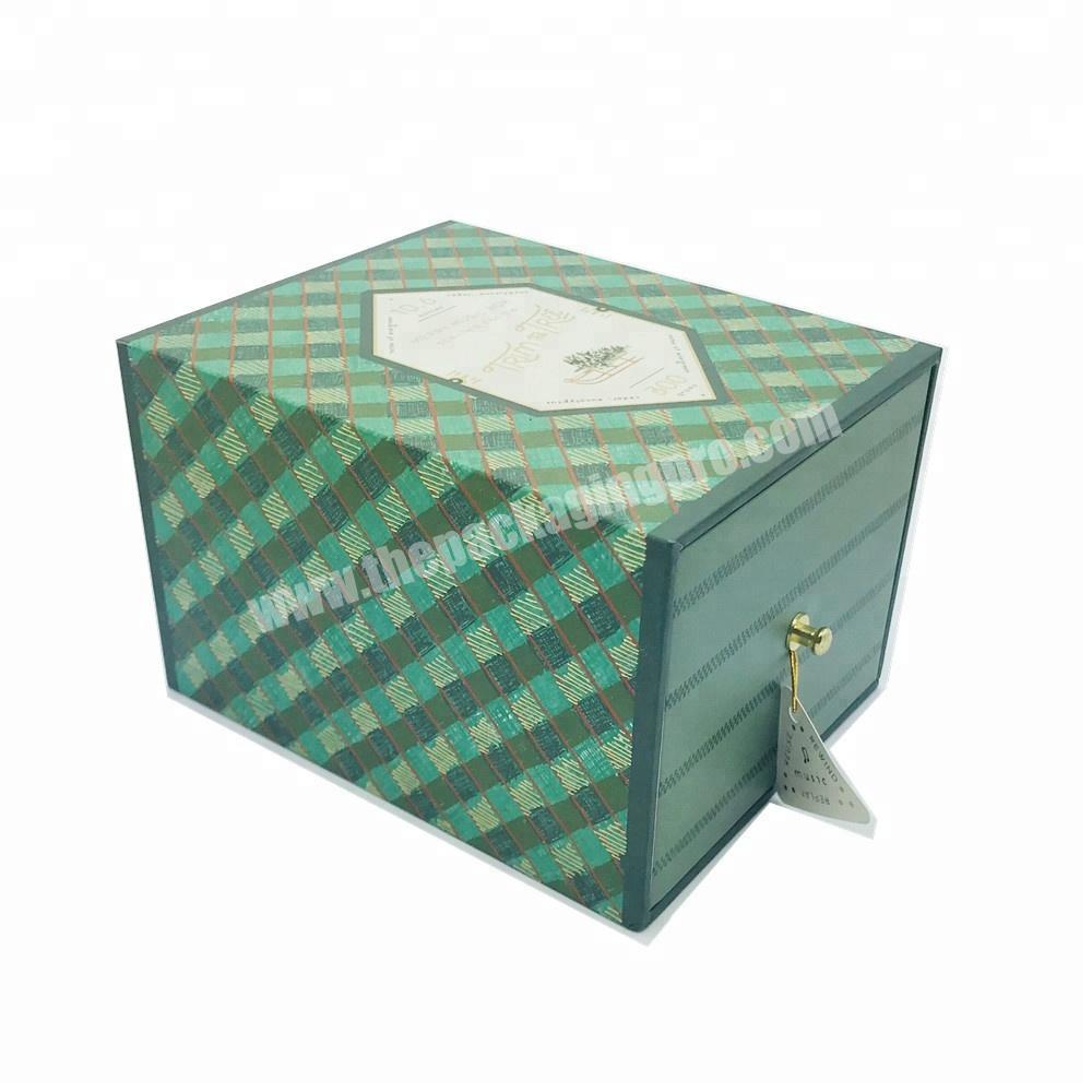 small Christmas hand crank paper cardboard drawer packaging gift craft custom music box