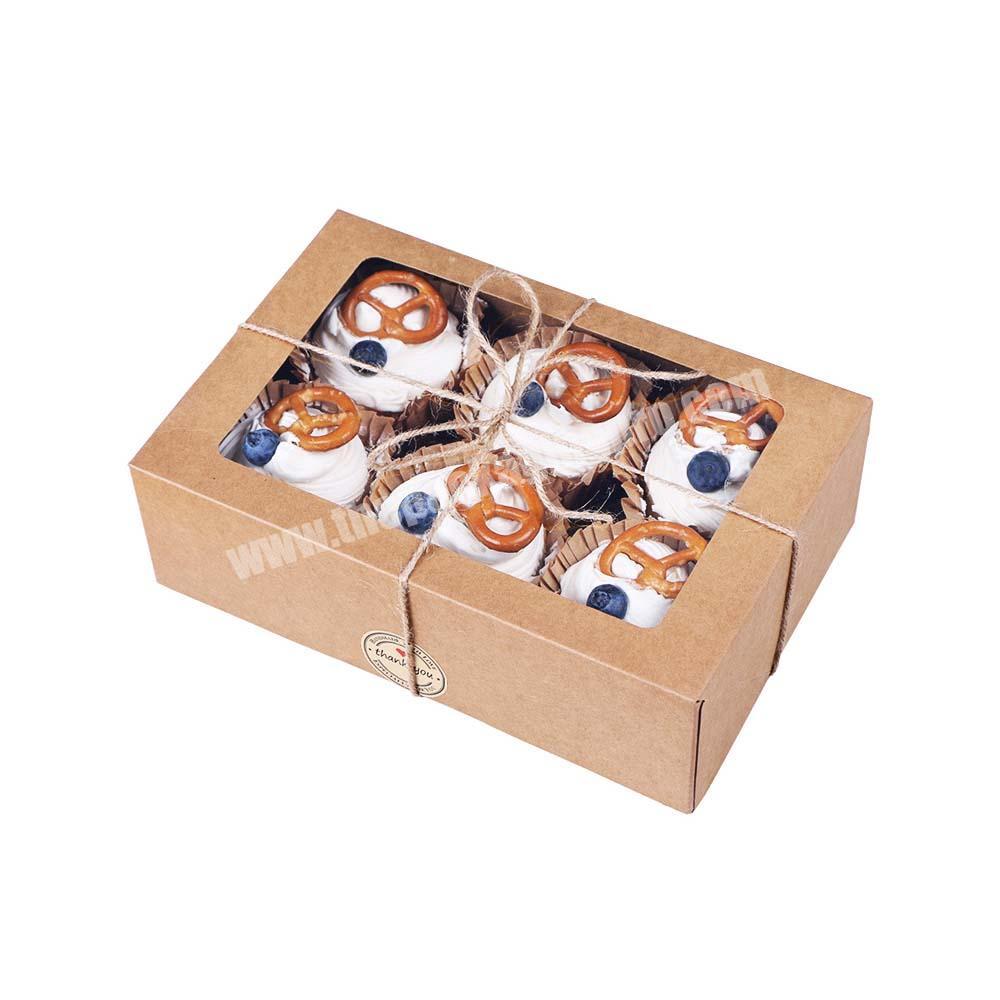 Amazon Custom White Brown Paper 6 12 Hole Cupcake Boxes Pastry Cookie Boxes with Window For Birthday Wedding Party Bakery Shops
