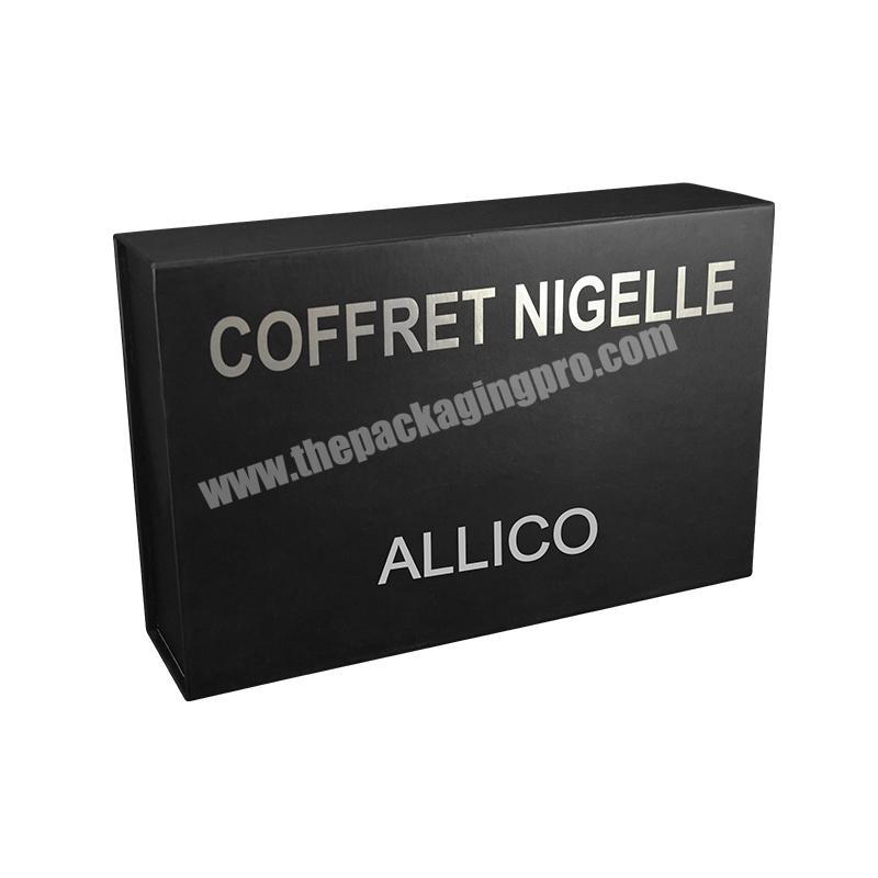 Black Custom Logo Silver Foil Stamping Printed Cardboard Paper Magnetic Box Nail Polish Cosmetic Packaging Paper Gift Box