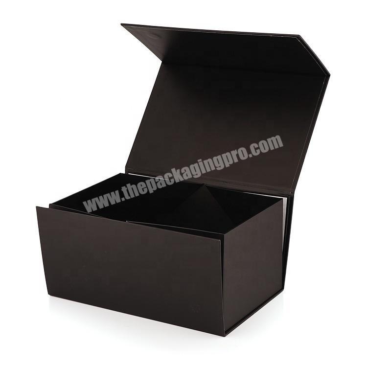 Black Luxury Recyclable Cardboard Clothing Packaging Box Flip Top Folding Shoe Boxes