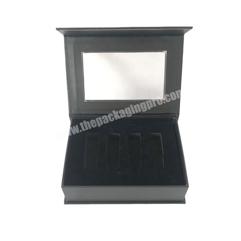 Black Magnet Lash Gift Boxes With Magnetic Lid Custom Cardboard Packing Paper Box PVC Window