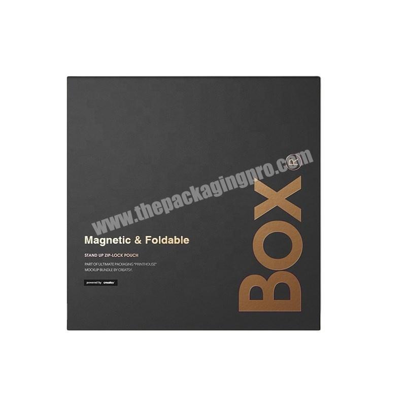 Black Matte Cardboard Box For Dress Packing Gold Logo Foldable Magnetic Bundle Square Boxes Custom