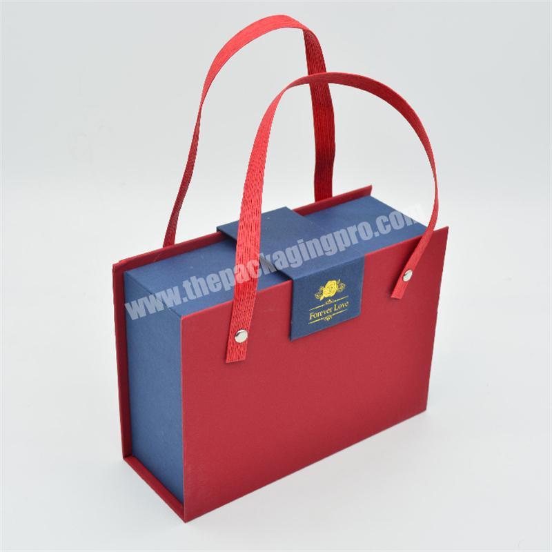 Blue Red Custom Logo Luxury Portable Cardboard Boxes Magnetic Gift Box Packaging