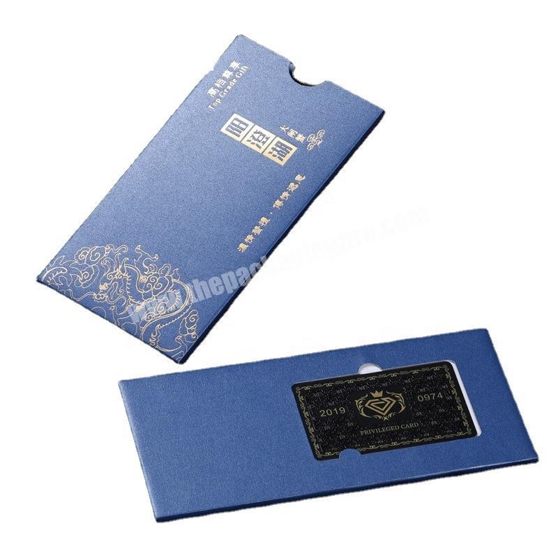 Cheap Blue White VIP Visa Credit Card Push Slider Card Box Packaging Sleeves For Business