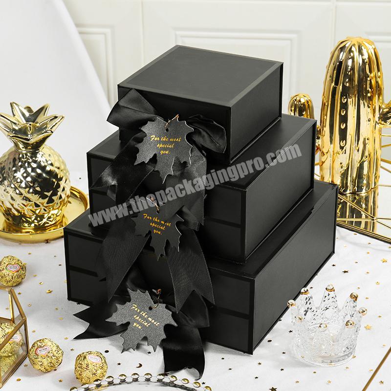 Custom Luxury Black Book shape box  Packaging Paper Gift Box with ribbon art