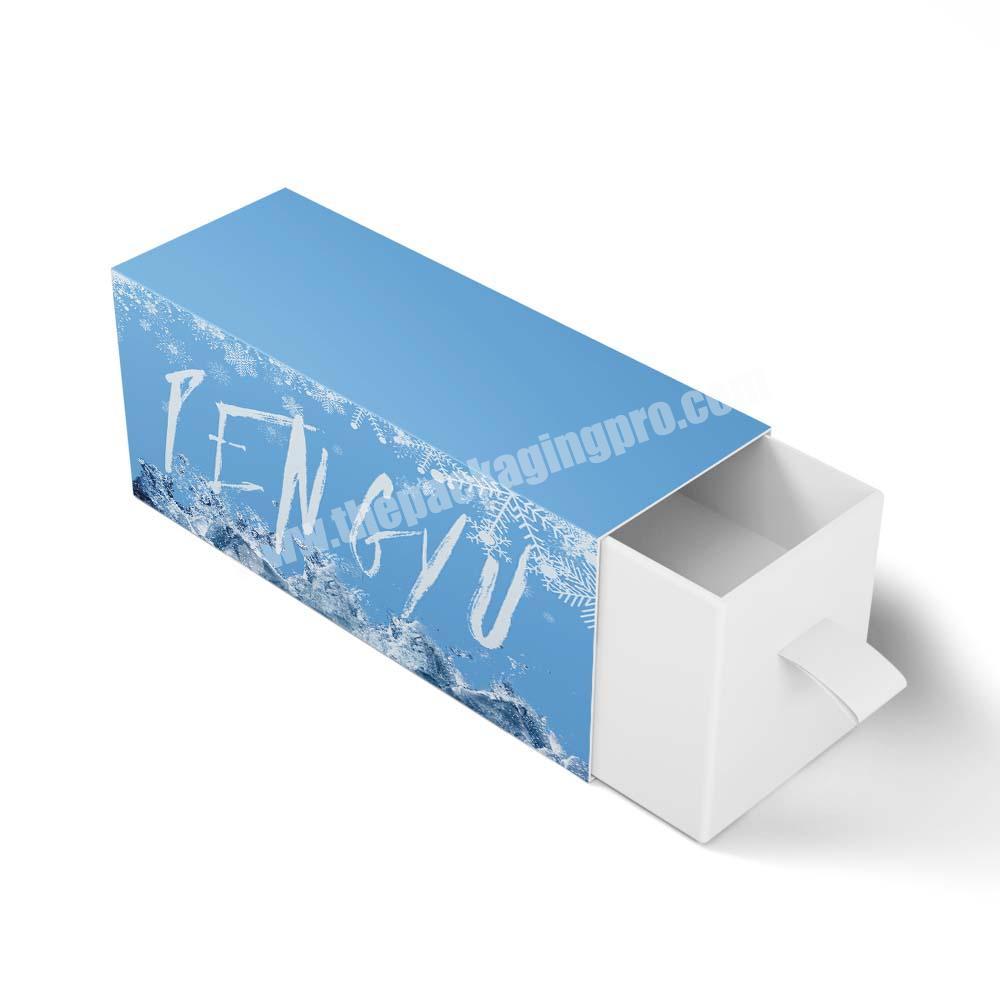 Custom Popular Design Logo Printed Cardboard Handle Gift Drawer Packaging Paper Box With Ribbon