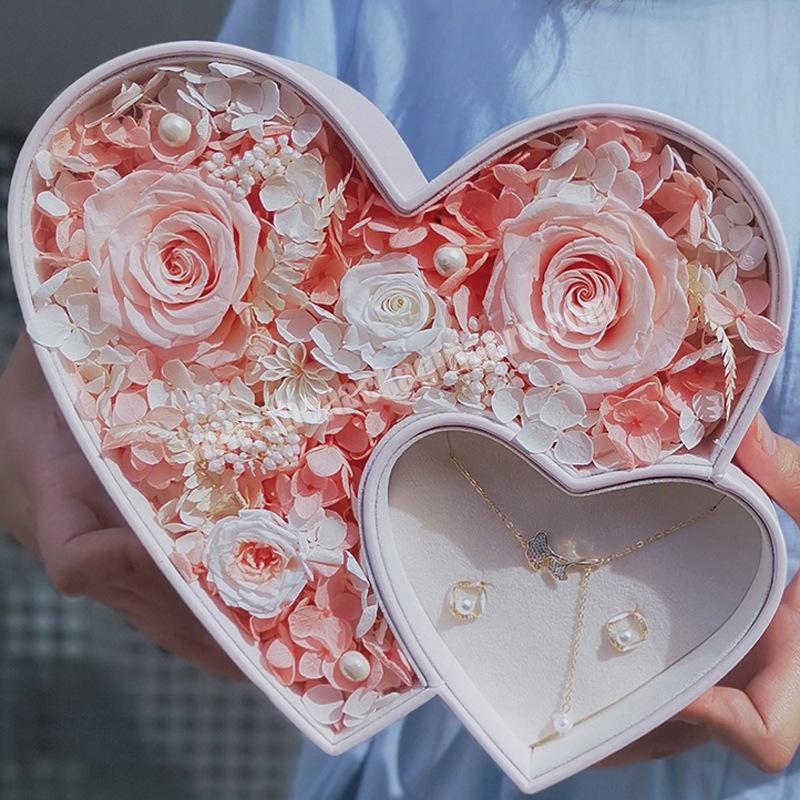 Custom cardboard packaging box jewelry  box valentines day gift heart shaped  flower gift box