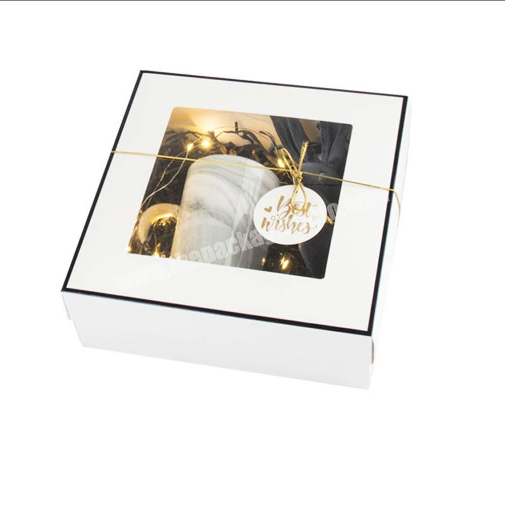 Custom design truffle boxes with window jewelry box with clear window cardboard paper packaging box with clear window