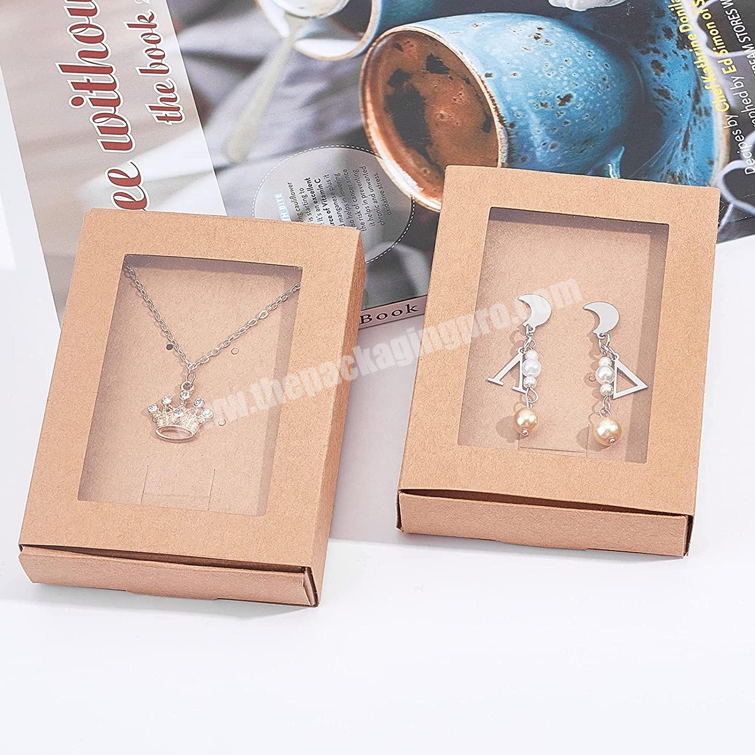 Custom drawer sliding ring earring necklace jewelry box cardboard gift packaging jewellery boxes with window