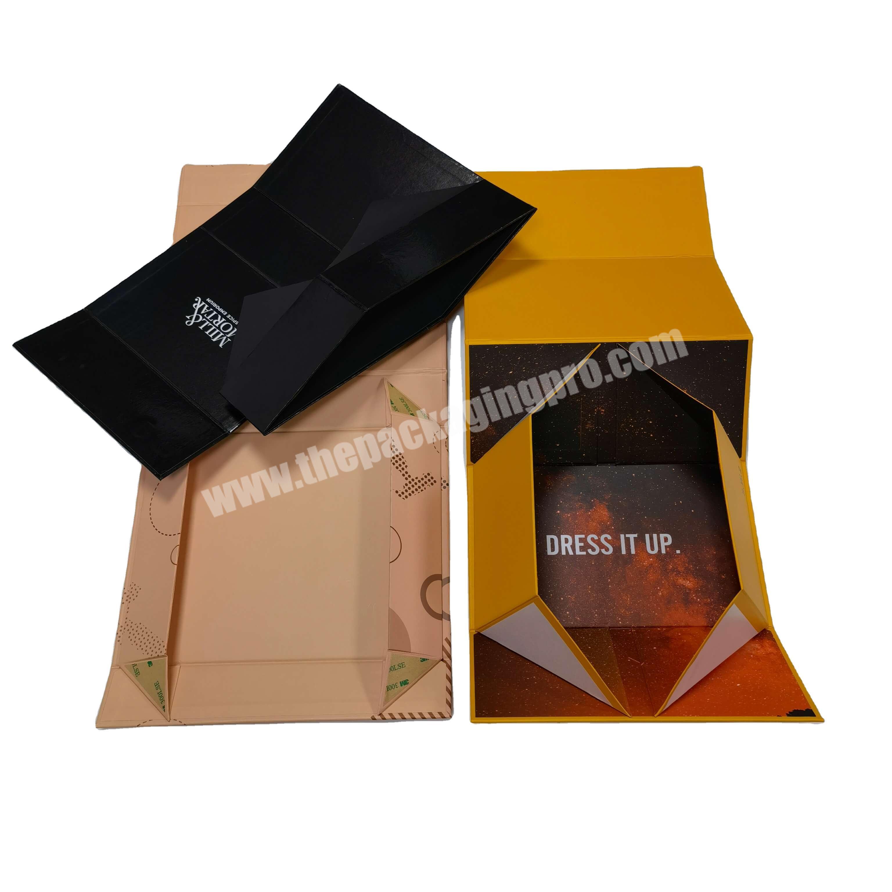 Custom label empty collapsible gift box with magnetic closure foldable stackable storage magnetic box cloth gift packaging